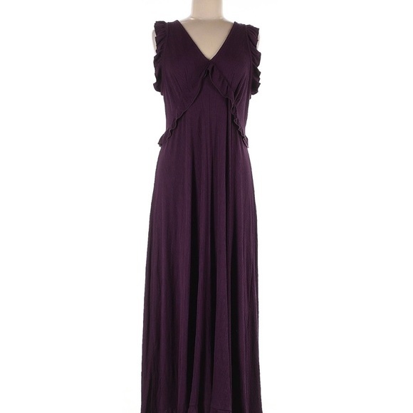 Anthropologie Deep V Ruffled Maxi Dress Size large - Picture 3 of 6